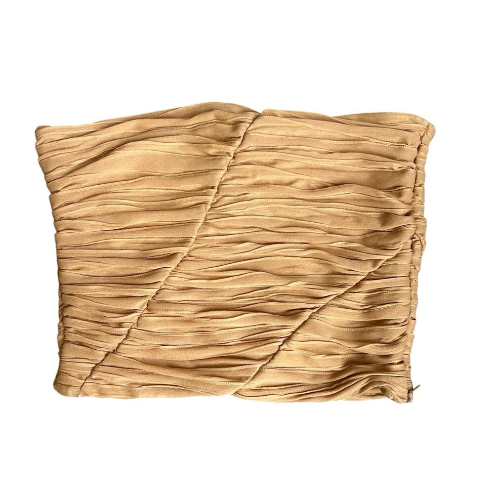 Na-kd Tube Top Camel Tan Ruched Sz S Stretchy Fitted Romantic Coquette 90s